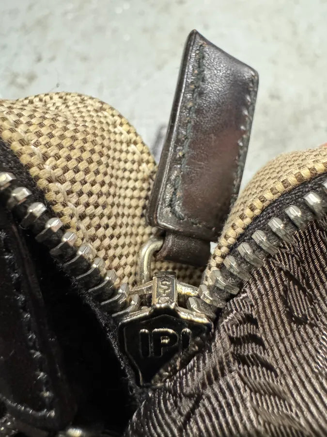 FW1999 Prada Crossbody Beige Linen & Leather Bag BfIfkUC 10