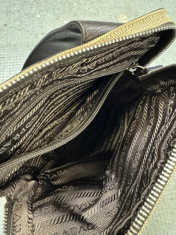 FW1999 Prada Crossbody Beige Linen & Leather Bag BfIfkUC 6