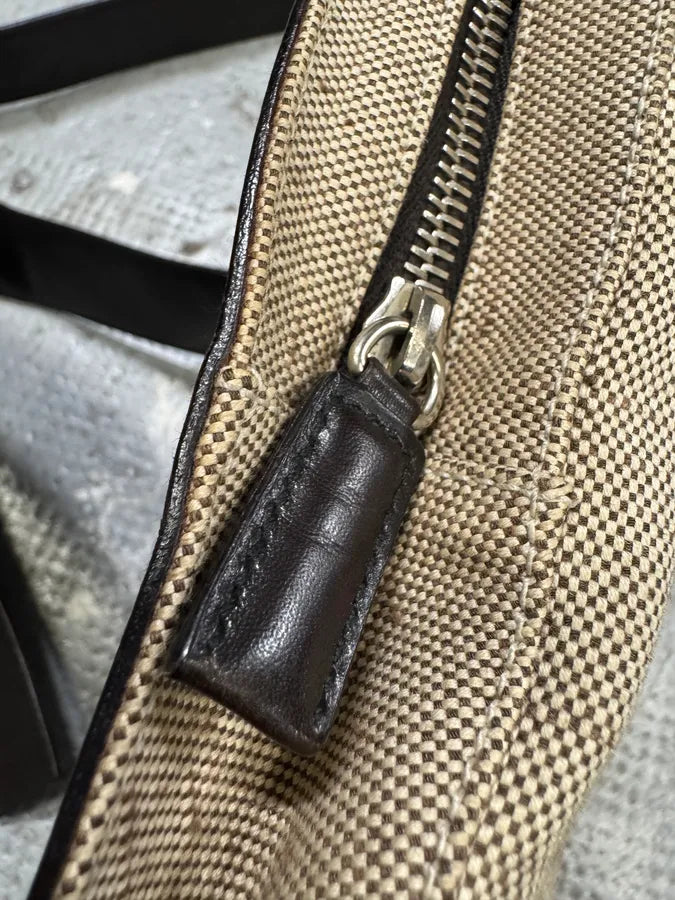 FW1999 Prada Crossbody Beige Linen & Leather Bag BfIfkUC 7
