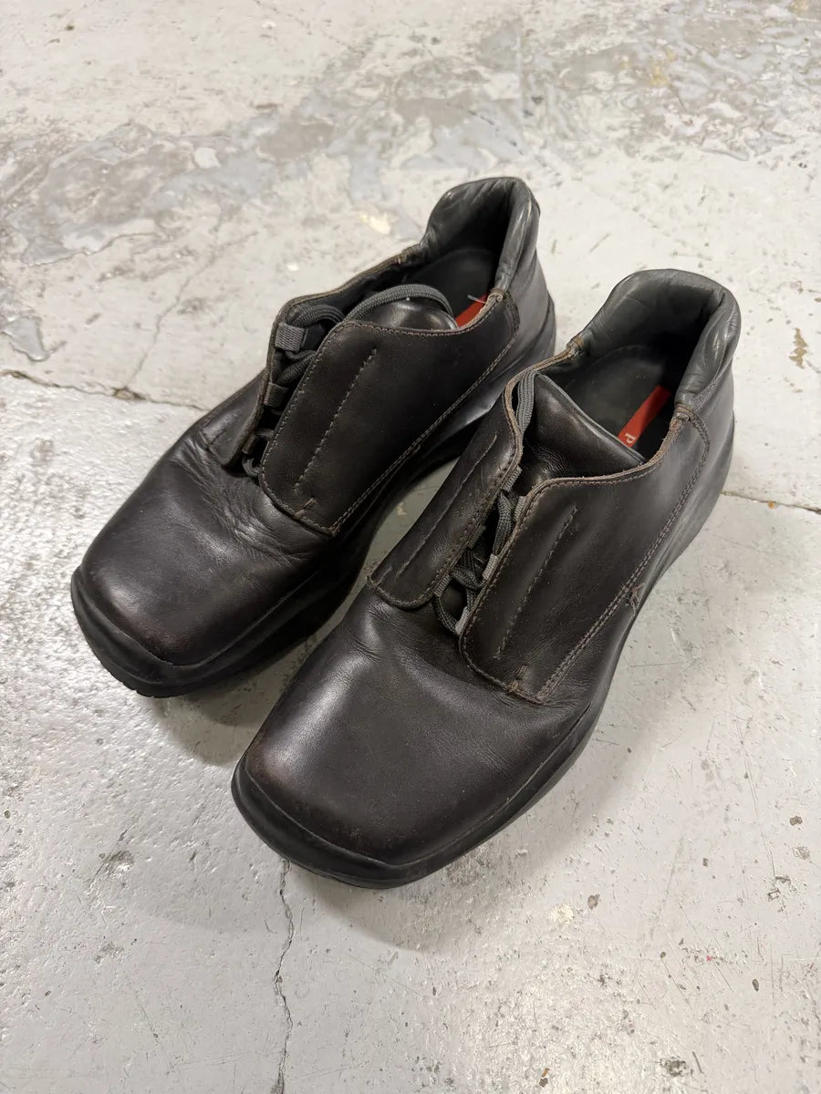FW1999 Prada Dark Brown Leather Vibram Boots irXchOP 1