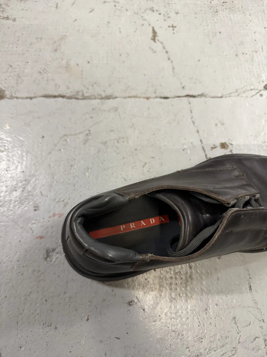 FW1999 Prada Dark Brown Leather Vibram Boots irXchOP 8
