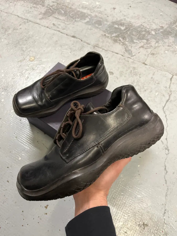 FW1999 Prada Dark Brown Vibram Leather Low Boots jtPiIwE 0