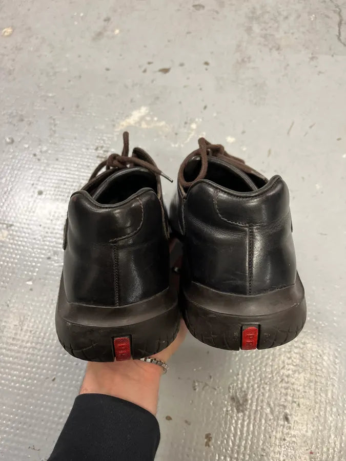 FW1999 Prada Dark Brown Vibram Leather Low Boots jtPiIwE 5