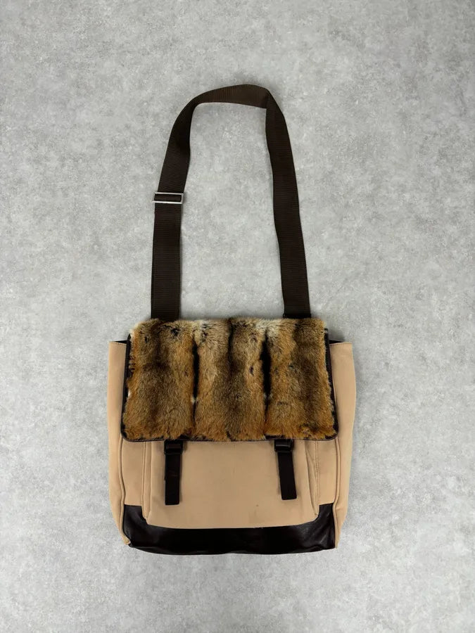FW1999 Prada Fur Beige Shoulder Bag eJQkZMJ 0