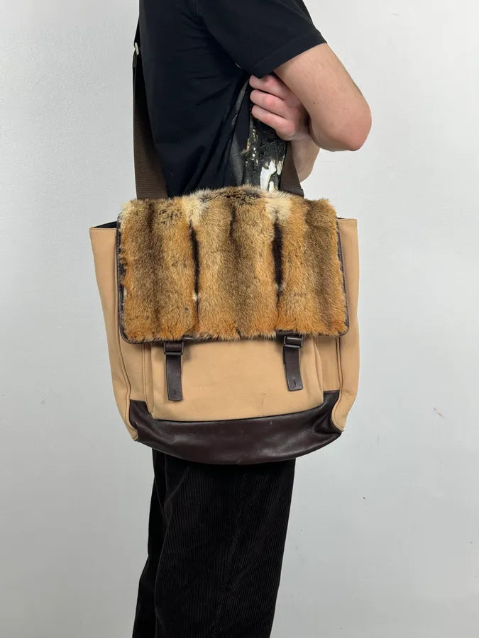FW1999 Prada Fur Beige Shoulder Bag eJQkZMJ 2