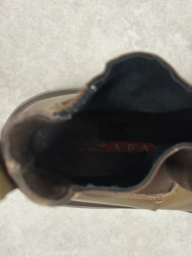 FW1999 Prada Green Forest Leather Vibram Ankle Boots oVpesah 8