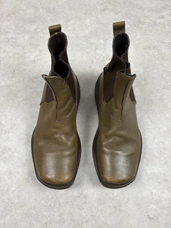 FW1999 Prada Green Forest Leather Vibram Ankle Boots oVpesah 1