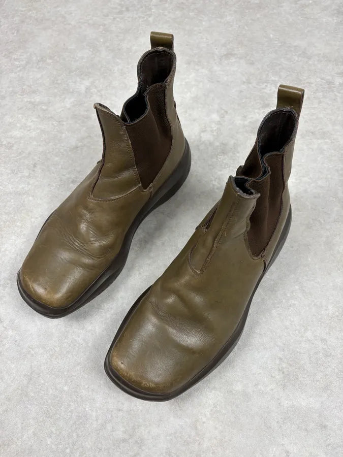 FW1999 Prada Green Forest Leather Vibram Ankle Boots oVpesah 2