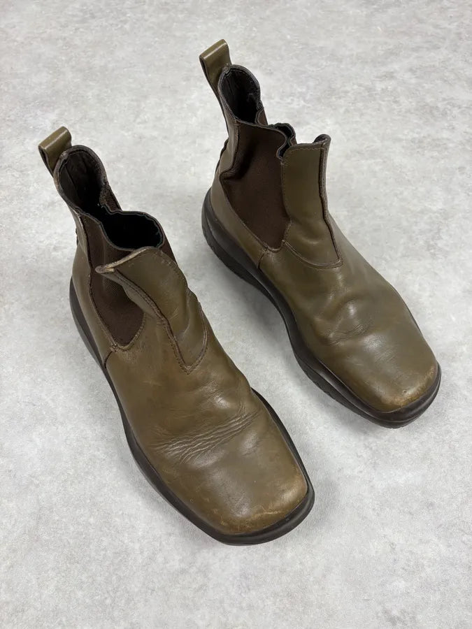 FW1999 Prada Green Forest Leather Vibram Ankle Boots oVpesah 3