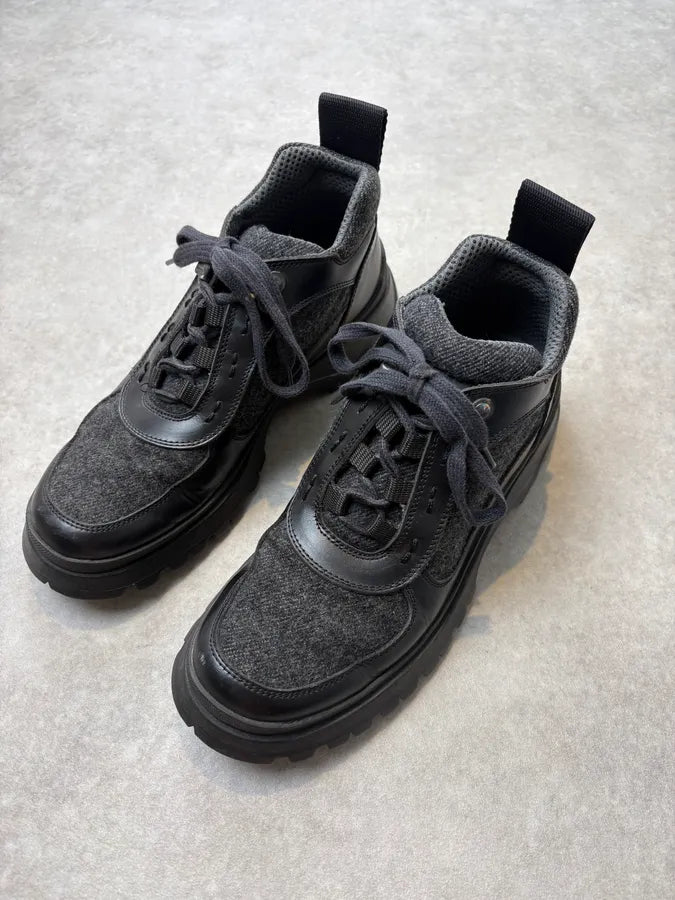 FW1999 Prada Grey & Black Hybrid Leather Vibram Boots lDNVQVs 2