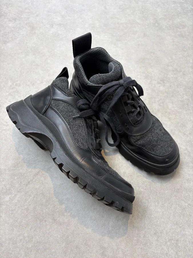 FW1999 Prada Grey & Black Hybrid Leather Vibram Boots lDNVQVs 4
