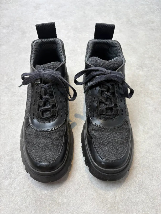 FW1999 Prada Grey & Black Hybrid Leather Vibram Boots lDNVQVs 1
