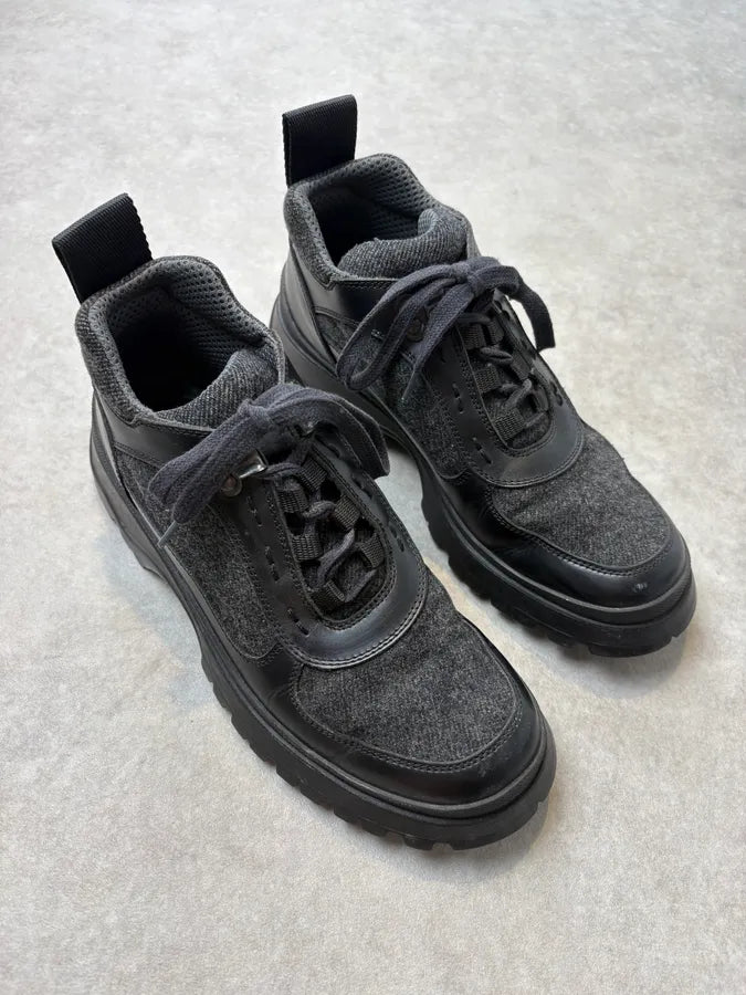 FW1999 Prada Grey & Black Hybrid Leather Vibram Boots lDNVQVs 3