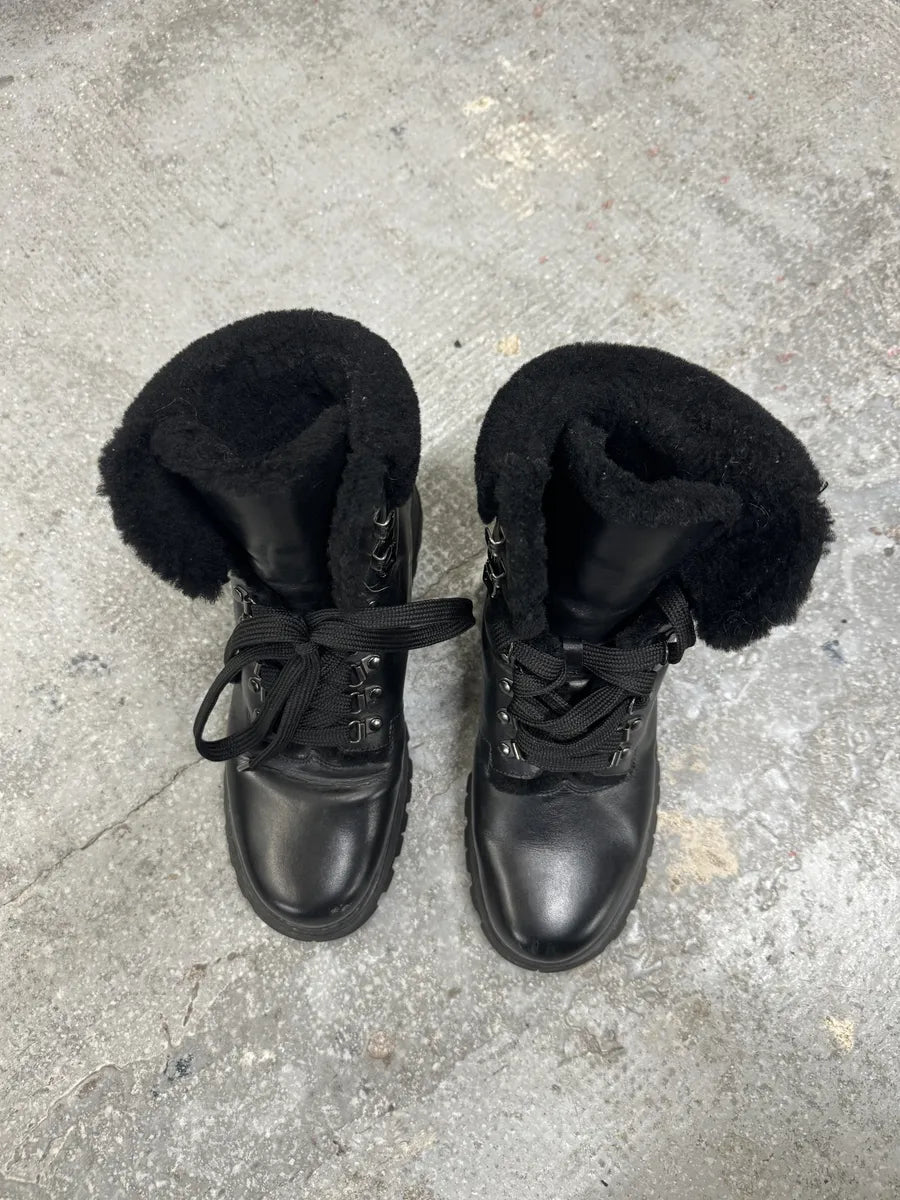 FW1999 Prada High Black Leather Vibram Boots (39eu/us6.5) 4