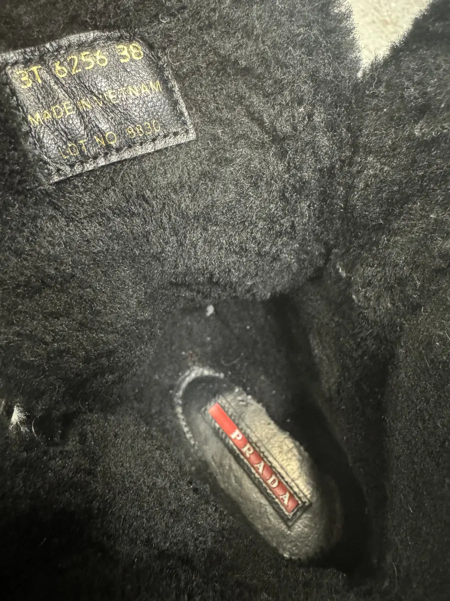 FW1999 Prada High Black Leather Vibram Boots (39eu/us6.5) 5