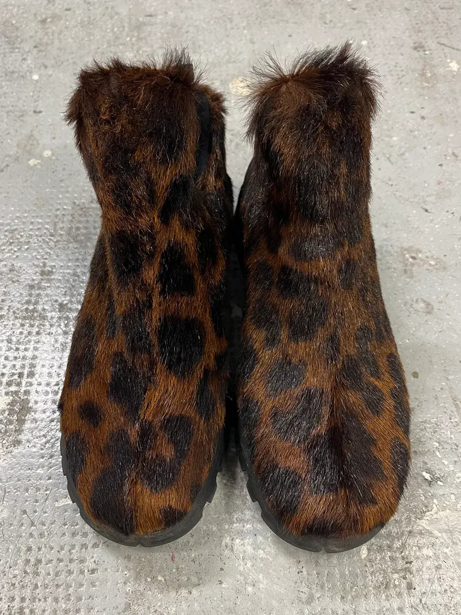 FW1999 Prada Leopard Print Pony Hair Mule Boots iUbKrFB 5