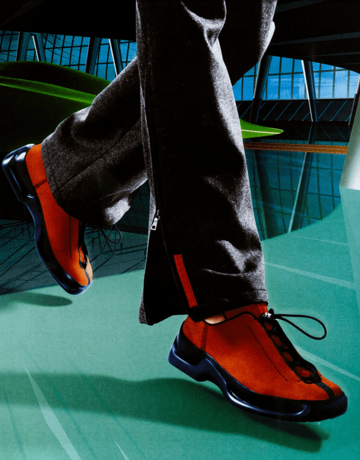 FW1999 Prada Orange & Black High Suede Leather Sneakers MZytBsD 1