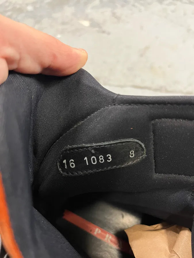 FW1999 Prada Orange & Black High Suede Leather Sneakers MZytBsD 10