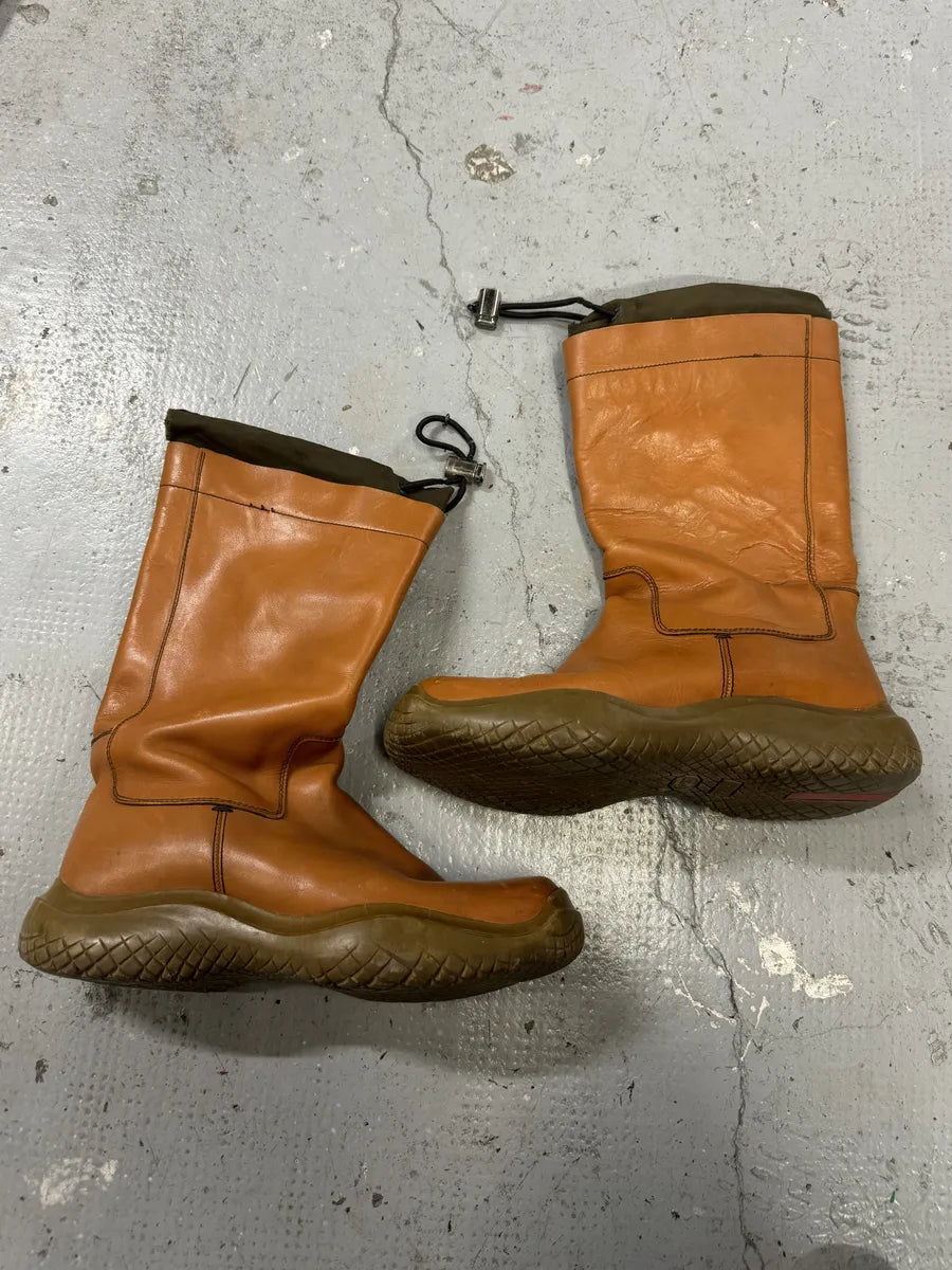 FW1999 Prada Orange Ankle Leather Boots (41.5eu/us8) fXOlnVf 1