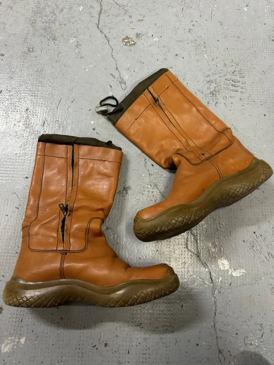 FW1999 Prada Orange Ankle Leather Boots (41.5eu/us8) fXOlnVf 3