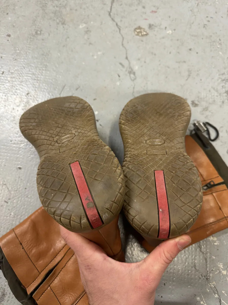 FW1999 Prada Orange Ankle Leather Boots (41.5eu/us8) fXOlnVf 5