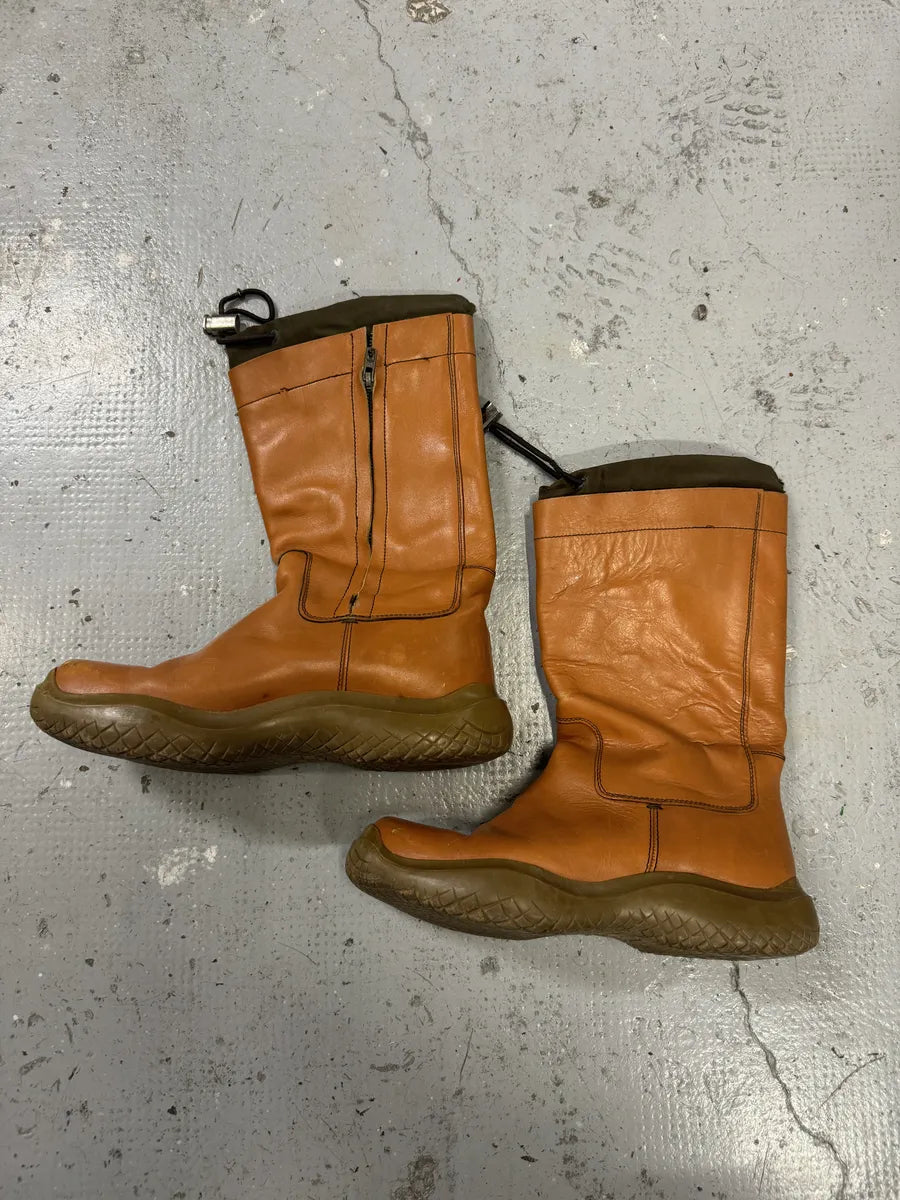 FW1999 Prada Orange Ankle Leather Boots (41.5eu/us8) fXOlnVf 7