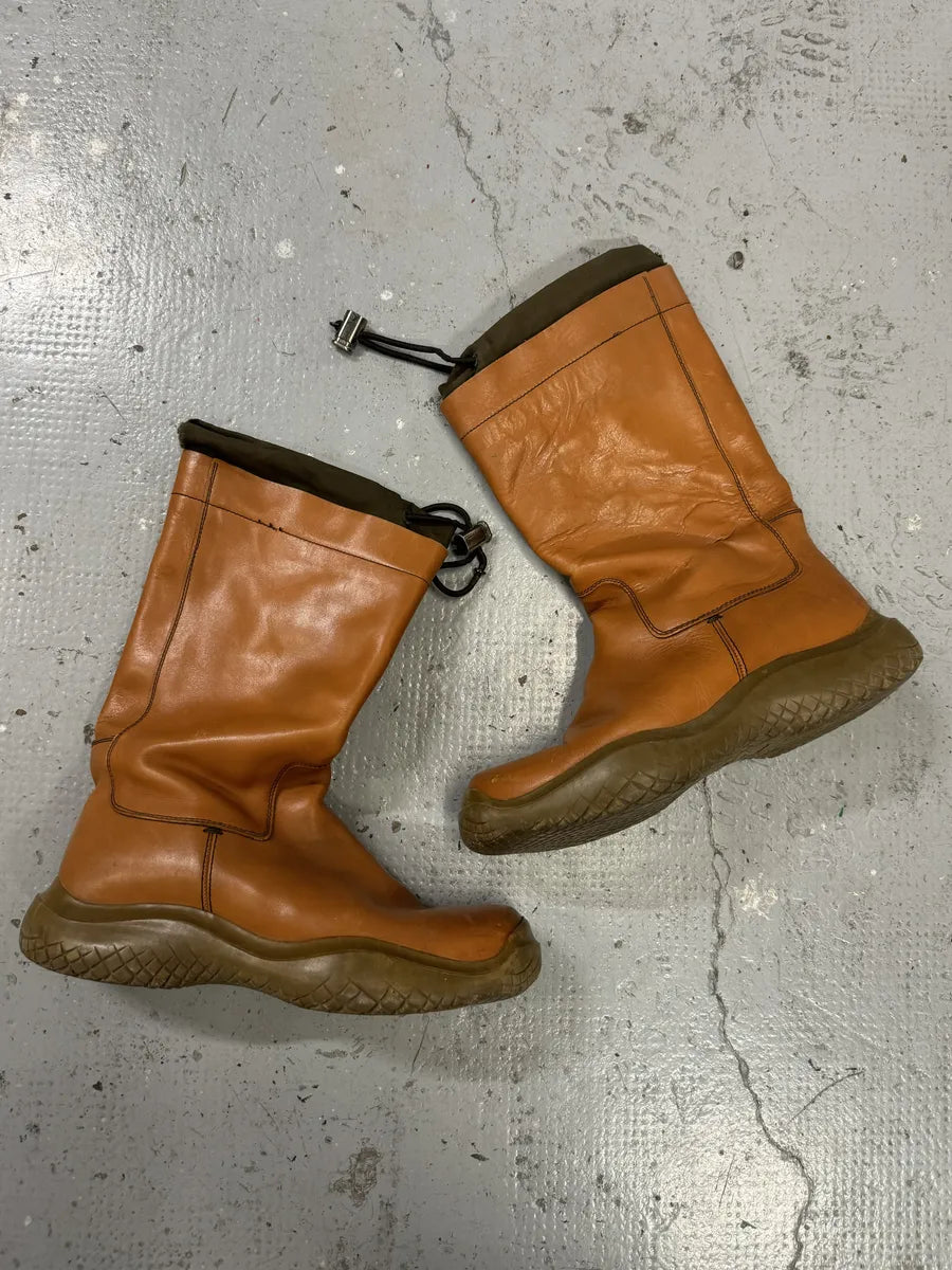 FW1999 Prada Orange Ankle Leather Boots (41.5eu/us8) fXOlnVf 8