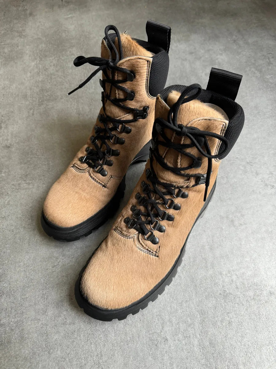 FW1999 Prada Pony Hair Creamy Leather Boots mvUretj 2