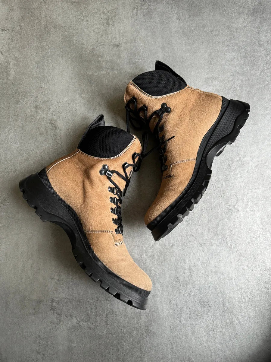 FW1999 Prada Pony Hair Creamy Leather Boots mvUretj 4