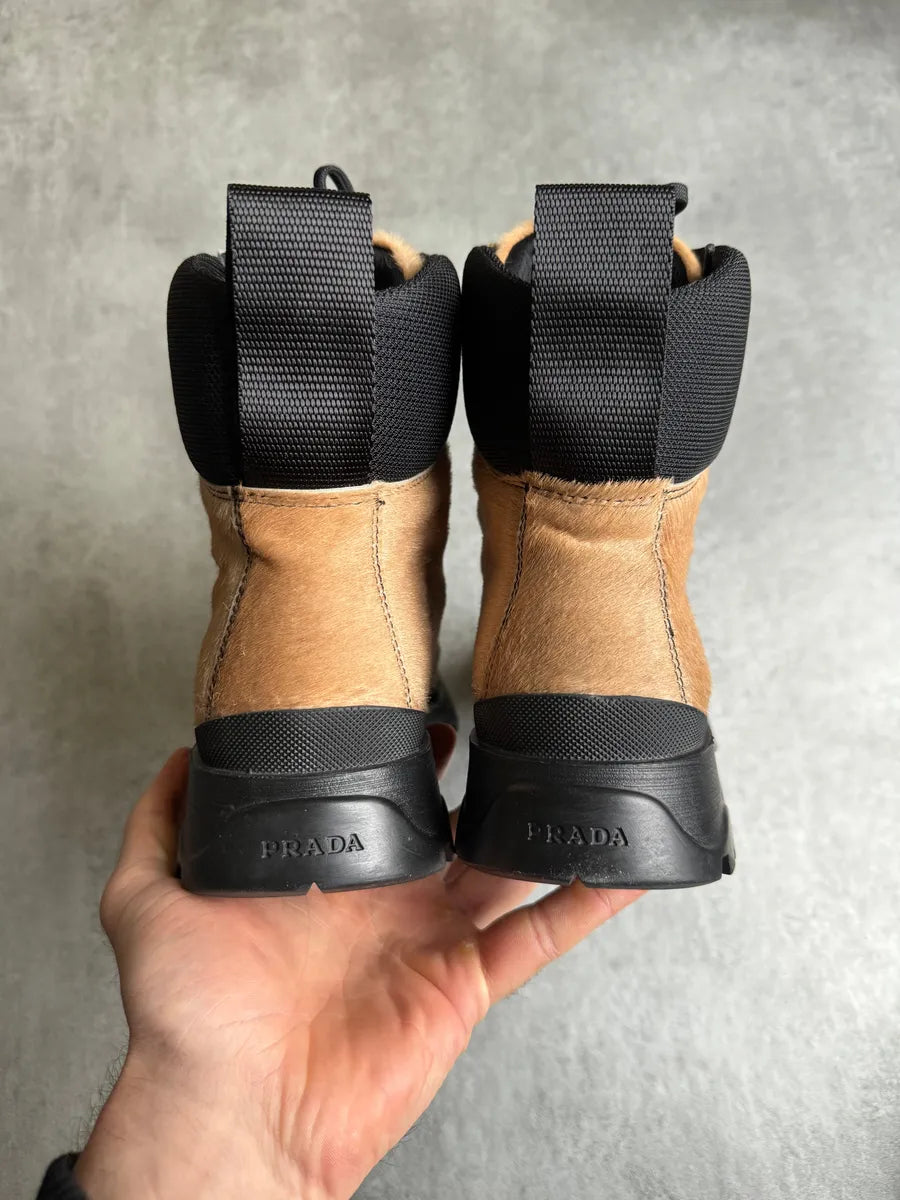 FW1999 Prada Pony Hair Creamy Leather Boots mvUretj 5