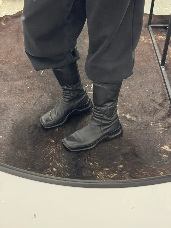 FW1999 Prada Pro Biker Padded Balck Leather Boots (42eu/us8.5) IQJAacK 2