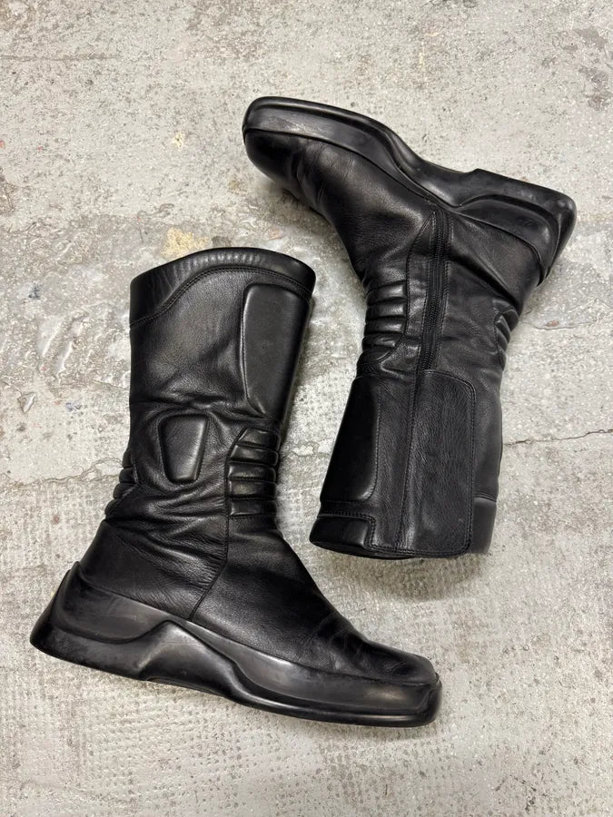 FW1999 Prada Pro Biker Padded Balck Leather Boots (42eu/us8.5) IQJAacK 3