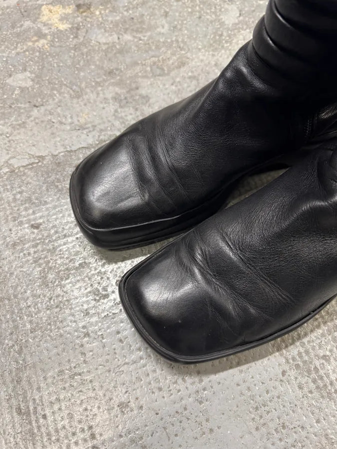 FW1999 Prada Pro Biker Padded Balck Leather Boots (42eu/us8.5) IQJAacK 5