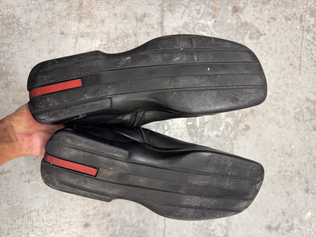 FW1999 Prada Pro Biker Padded Balck Leather Boots (42eu/us8.5) IQJAacK 7