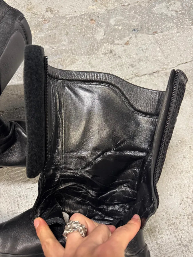 FW1999 Prada Pro Biker Padded Balck Leather Boots (42eu/us8.5) IQJAacK 9