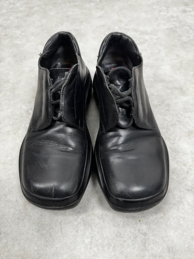 FW1999 Prada Vibram Black Leather Shoes RnXRWAB 2