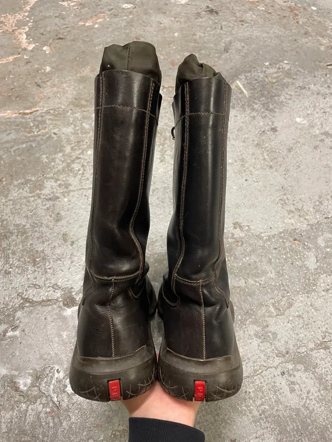 FW1999 Prada Vibram Brown Leather High Boots (41eu/us8) lEiFRkL 6