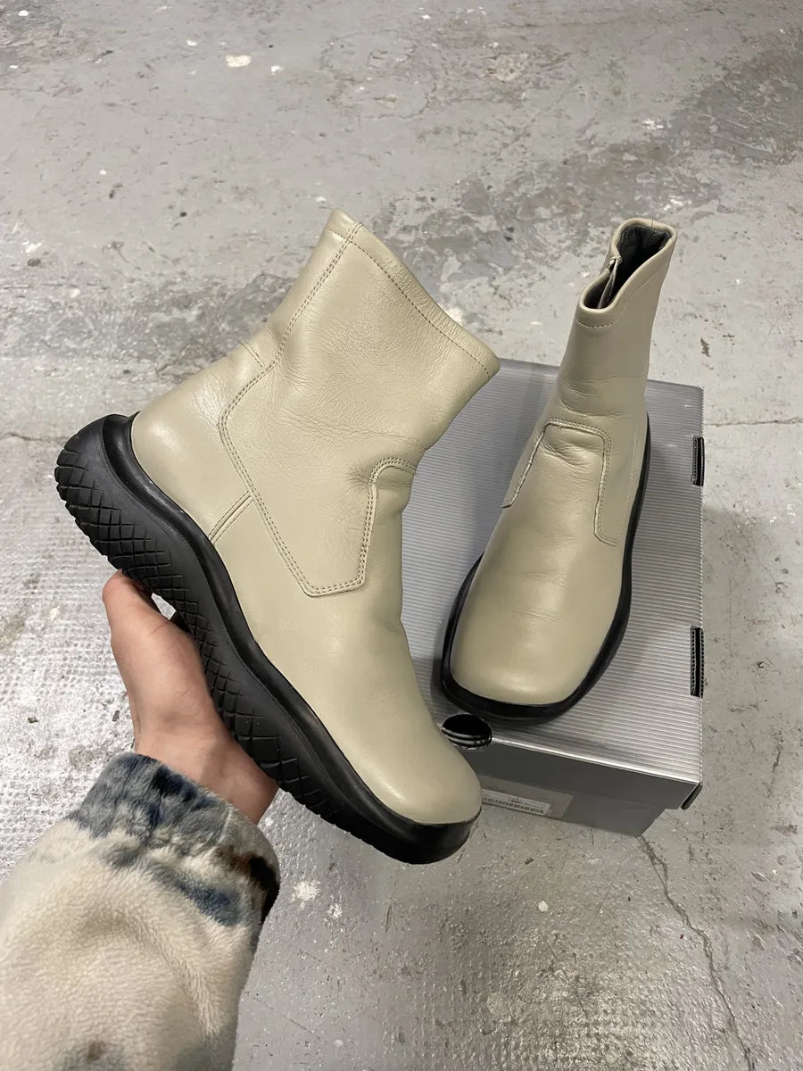 FW1999 Prada Vibram Grey Ankle Leather Boots (38.5eu/us6) 0