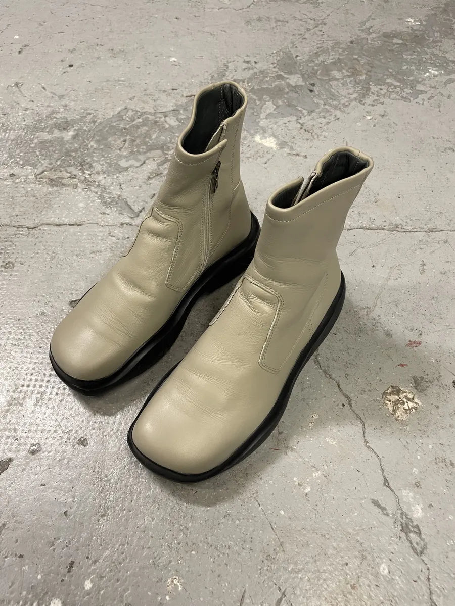 FW1999 Prada Vibram Grey Ankle Leather Boots (38.5eu/us6) 3