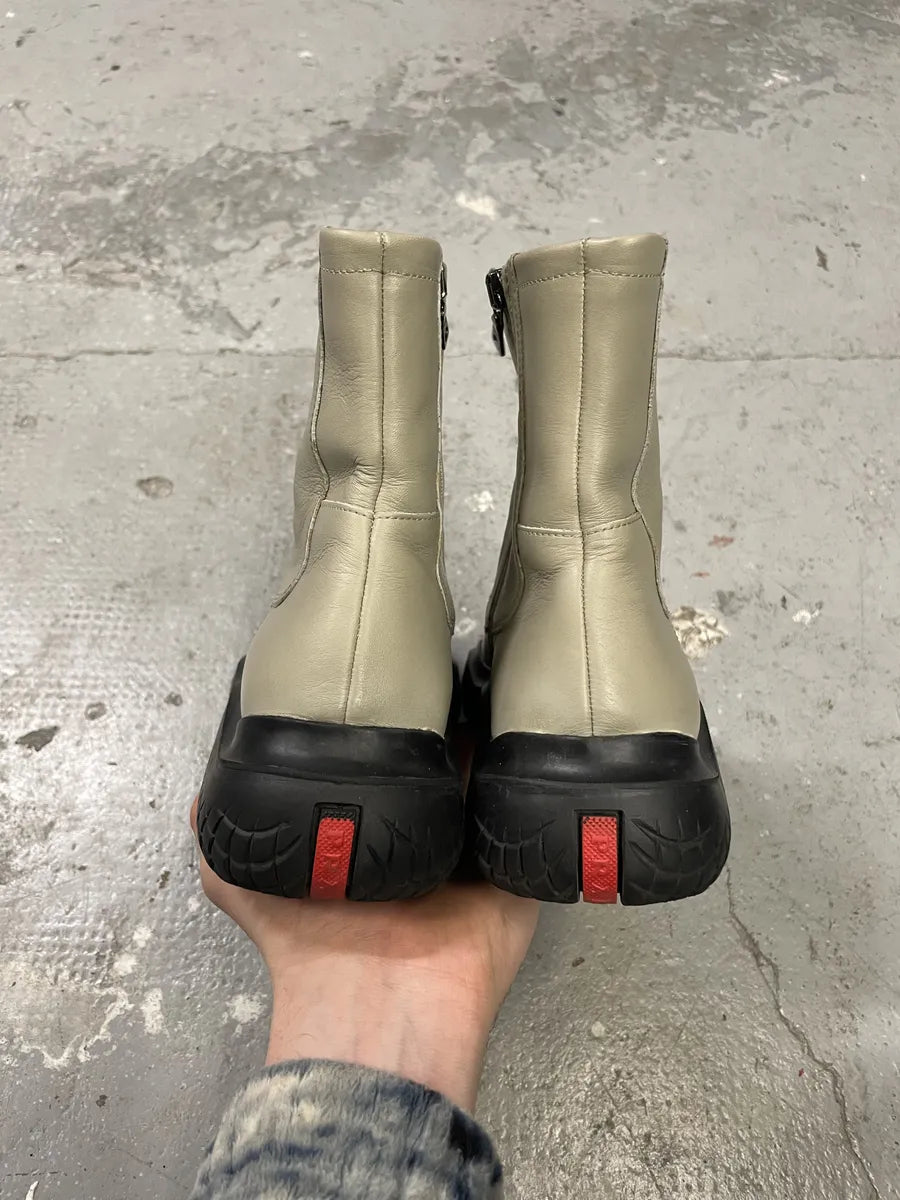 FW1999 Prada Vibram Grey Ankle Leather Boots (38.5eu/us6) 9