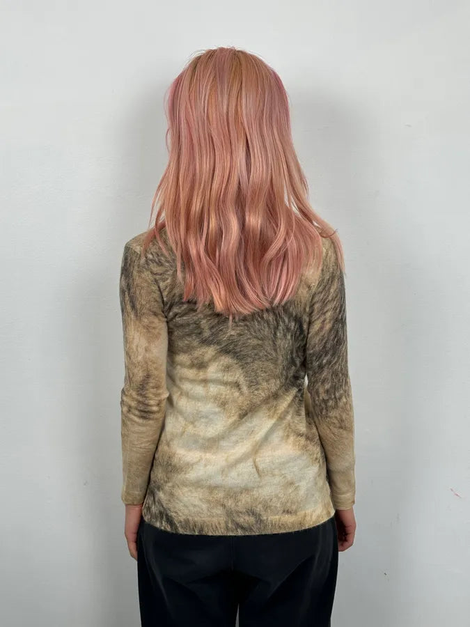 FW1999 Roberto Cavalli Beige Cashmere Fur Effect Cardigan zRRYisR 2