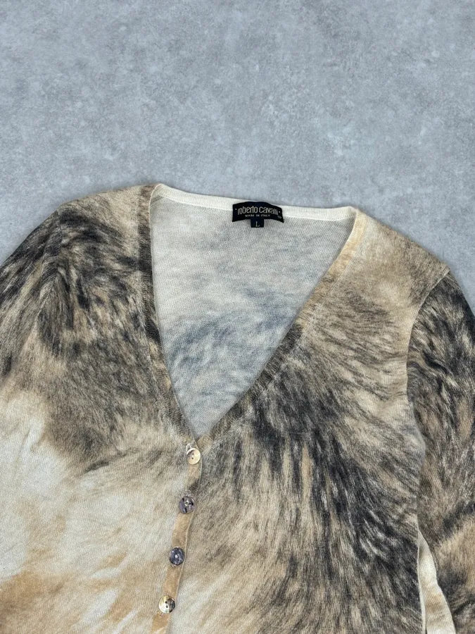 FW1999 Roberto Cavalli Beige Cashmere Fur Effect Cardigan zRRYisR 4