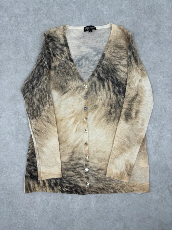 FW1999 Roberto Cavalli Beige Cashmere Fur Effect Cardigan zRRYisR 0