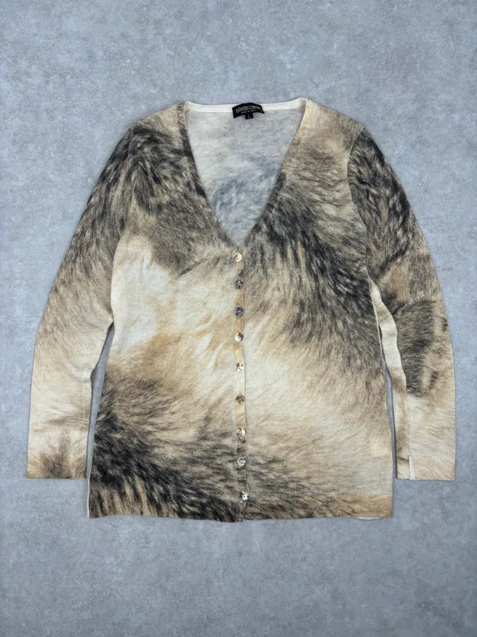 FW1999 Roberto Cavalli Beige Cashmere Fur Effect Cardigan zRRYisR 3
