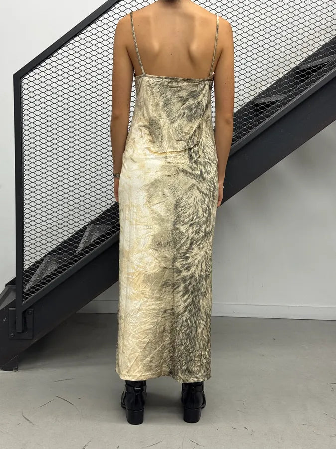 FW1999 Roberto Cavalli Beige Silk Animal Print Maxi Dress qlImIkP 1