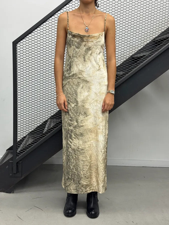 FW1999 Roberto Cavalli Beige Silk Animal Print Maxi Dress qlImIkP 0