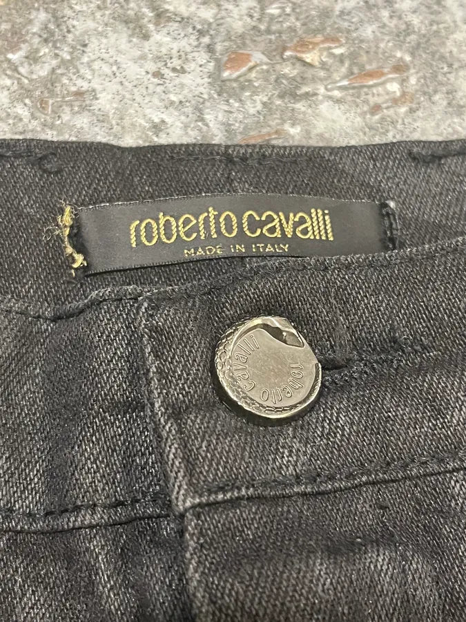 FW1999 Roberto Cavalli Black Fur Effect Pants zzqEqWc 8