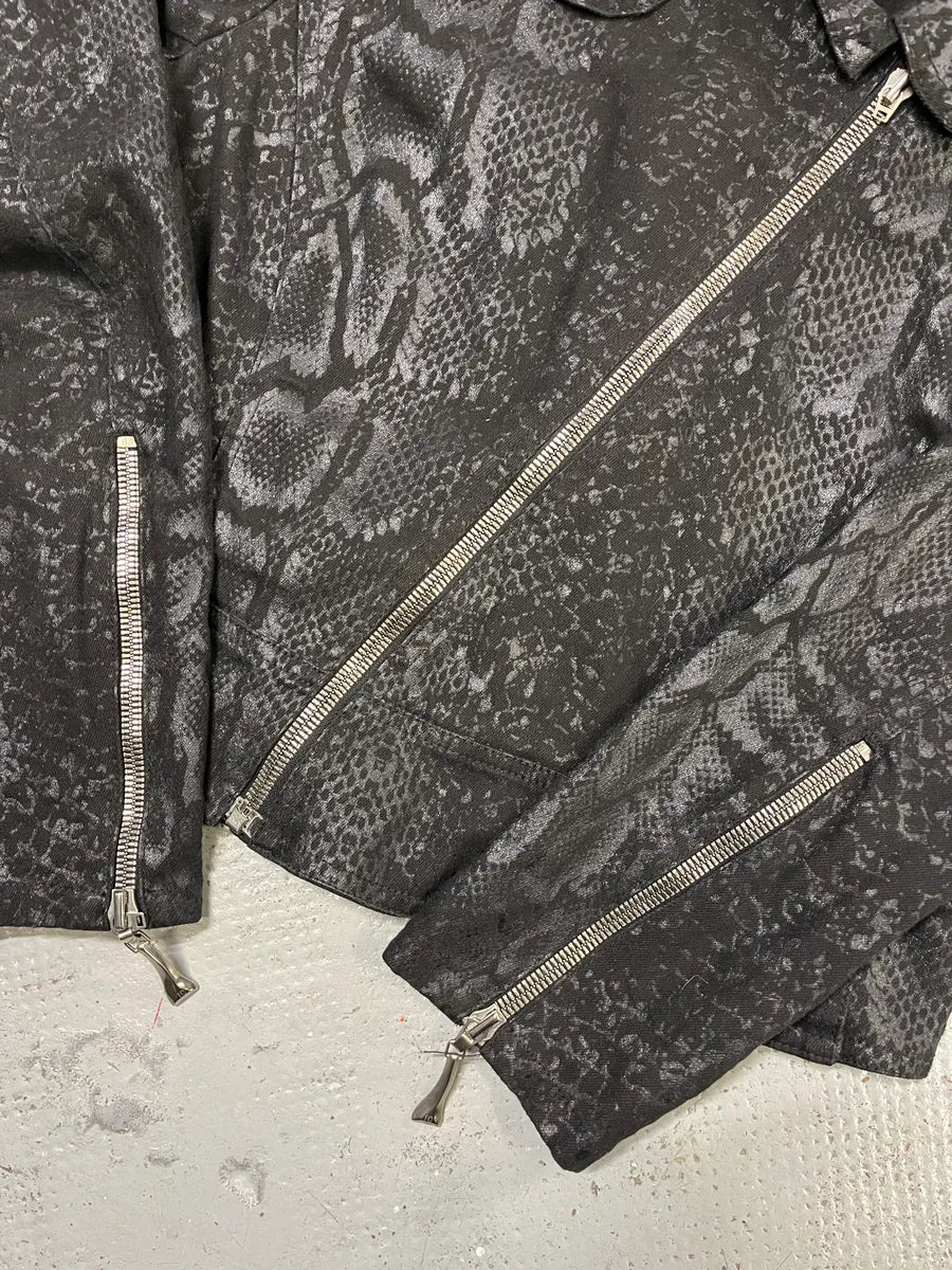FW1999 Roberto Cavalli Black Obscure Leopard Print Biker Jacket keTHfEA 4