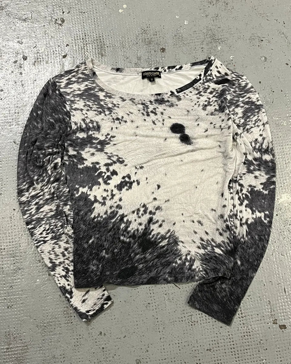 FW1999 Roberto Cavalli Blue Cow Print Longsleeves rLTeQlv 3