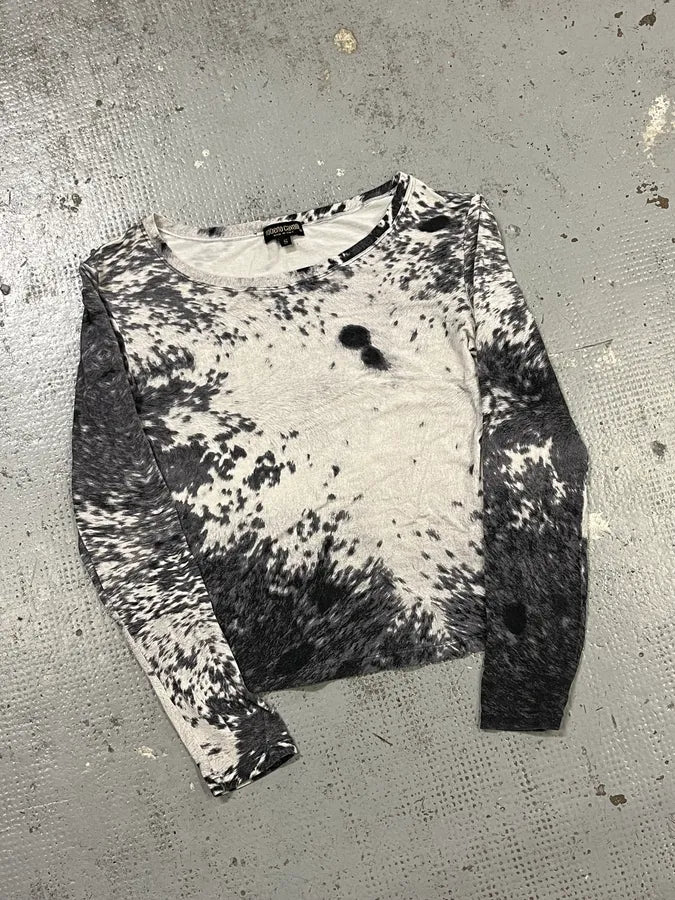 FW1999 Roberto Cavalli Blue Cow Print Longsleeves rLTeQlv 2